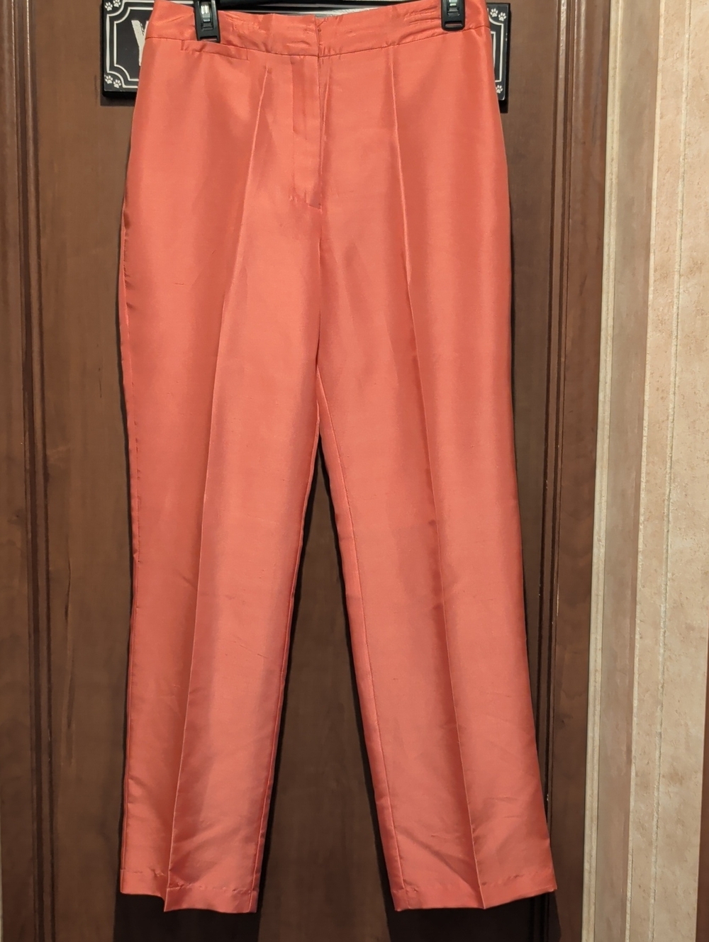 Ice Silk Straight-Leg Pants in Coral